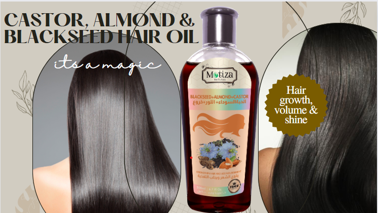Experience the Magic of CASTOR, ALMOND, AND BLACKSEED HAIR OIL