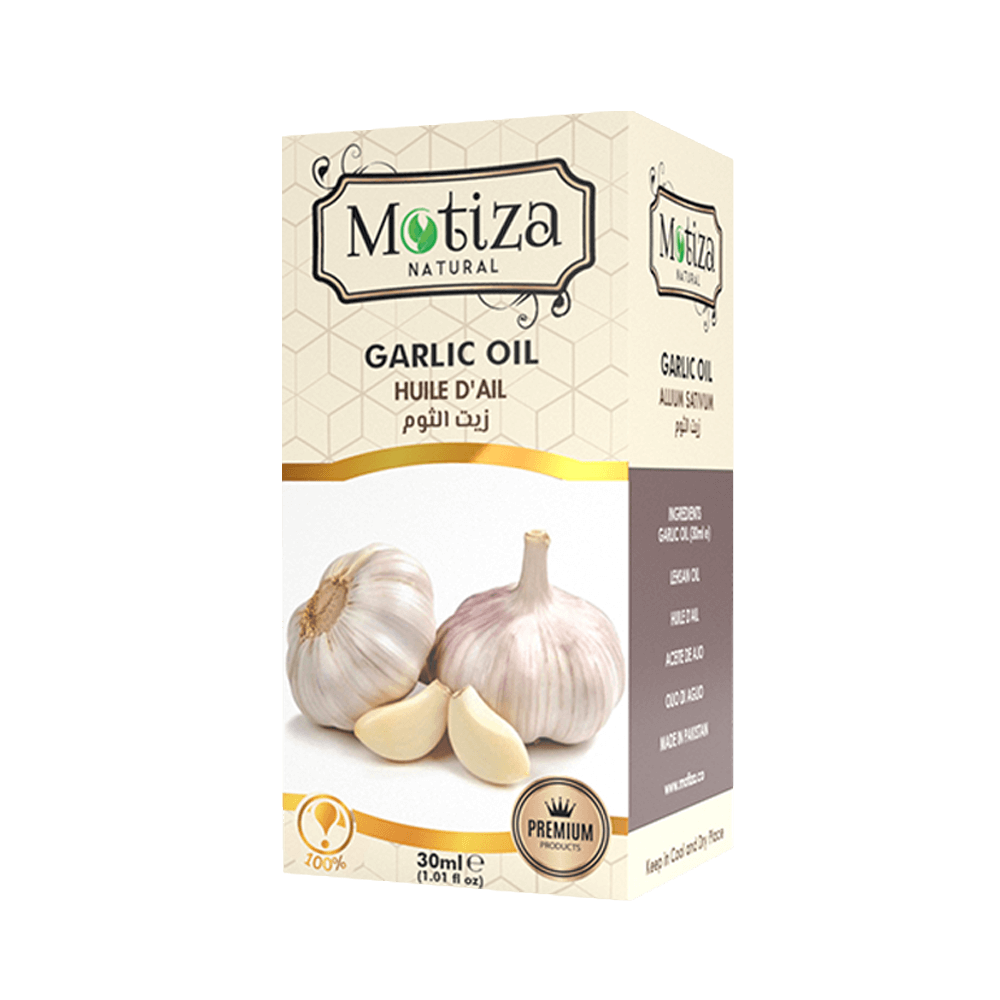 Garlic oil – relieves cold and flu. Fights skin infections and acne. Hair growth and volume. Reduces cholesterol levels. Boosts immunity.